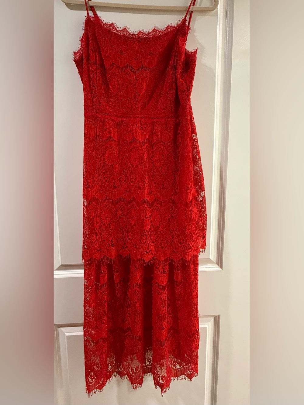 Lulu's Red Lace High-Low Spaghetti Strap Dress